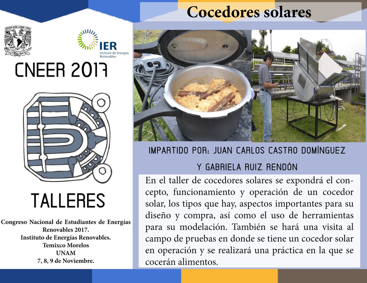 cneerunam's tweet photo. En el #taller d #cocedorsolar aprenderás el funcionamiento de un cocedor y cocinarás una deliciosa #comidasolar #patente #ierunam #CNEER2017 https://t.co/PaJVqwQFhx