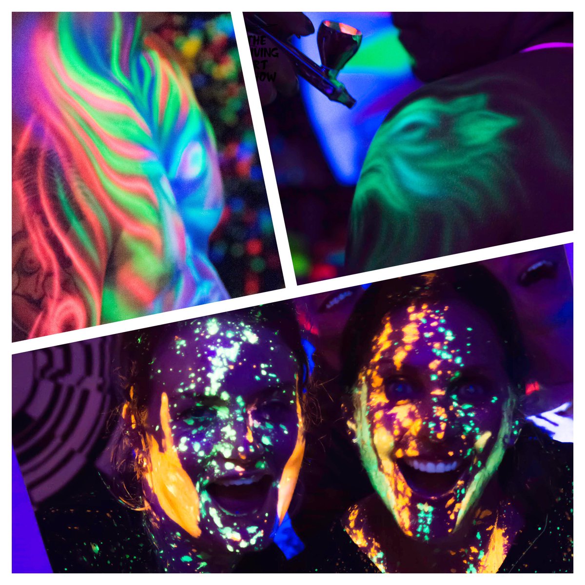 Livingartshow's tweet photo. We loved our UV paint party so did the guests!@MauiWauiEvents sponsored by @stargazerbeauty #neonbodypaint #uvbodypainting #neonfacepainting https://t.co/MEOVOTvZhC
