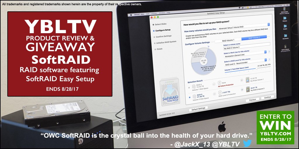 YBLTV's tweet photo. Thank you #Winner Cheryl E - for your contact info & participating in @OWCsolutions #SoftRAID #RAID #Giveaway! https://t.co/nqaPVrRO4a https://t.co/gZ18ZwpEvP