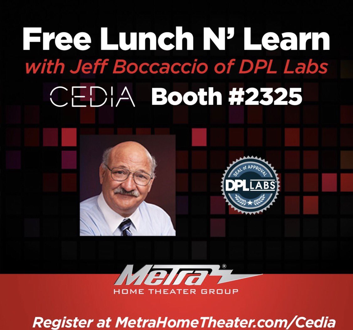 Don't miss this FREE Lunch N' Learn event at <a href="/CEDIA/">CEDIA</a> 2017! Jeff Boccaccio speaks on 9/7 &amp; 9/8 at noon, booth #2325. #AVTweeps #CEDIA17