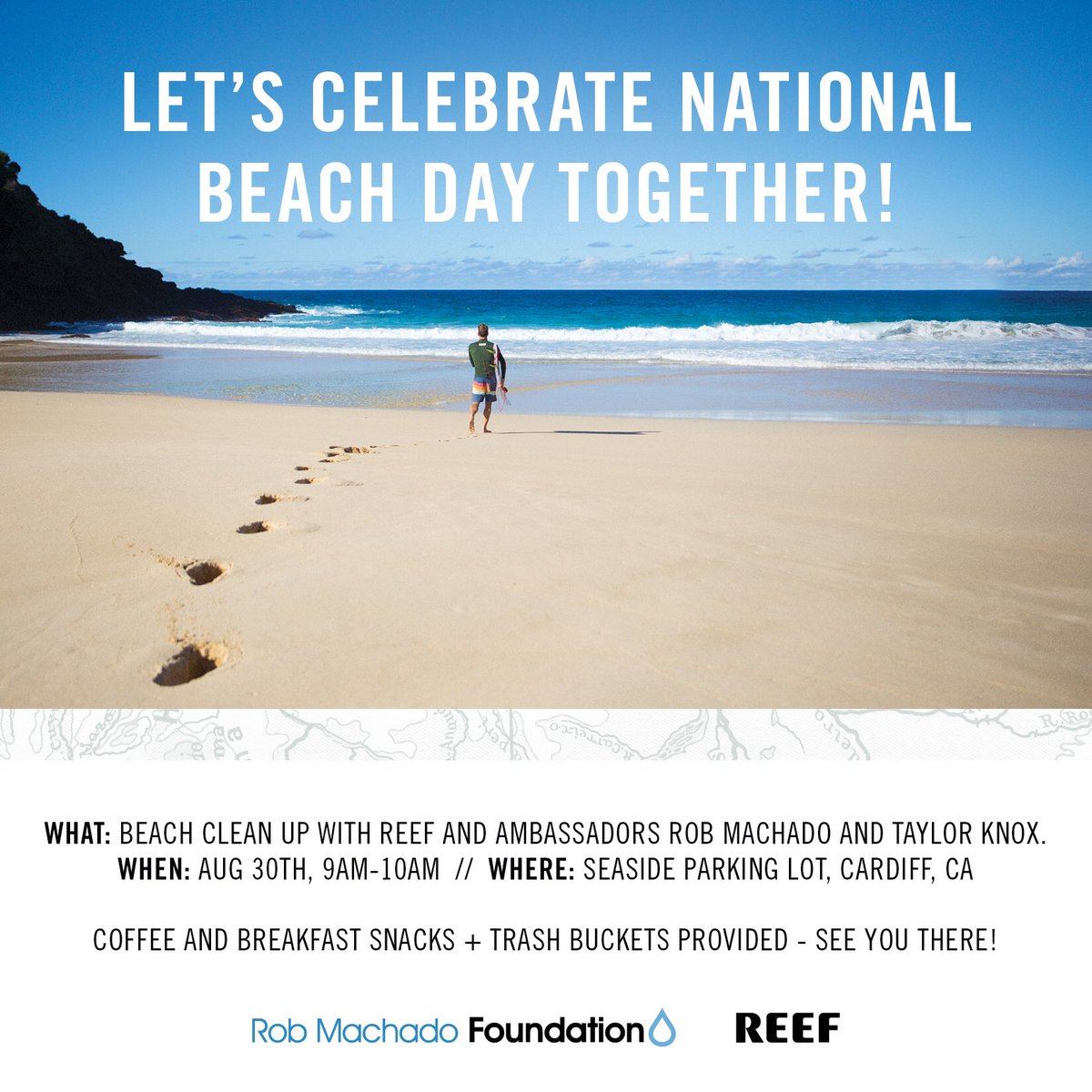 Let's cleanup the beach together tomorrow. Seaside reef. 9am. #cardiff, CA. Hope to catch you there! <a href="/taylor_knox/">Taylor Knox</a> <a href="/reef84/">Reef</a>