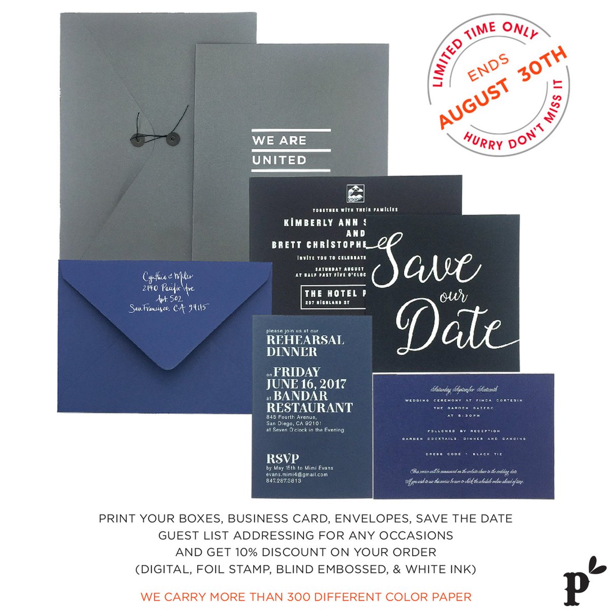 PaperMinded's tweet photo. Take advantage of our promotion!
#PaperPresentation #Style #Paper #LaserCut #Printing #Invitation #Fun #Colors #Bride #Wedding #Stationery https://t.co/JUAGLWhCui