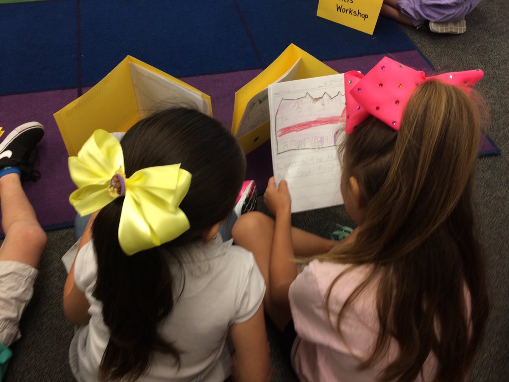 LobbanMichelle's tweet photo. A goal for the teacher and students: make time for a "share" at the end of each Writers Workshop!  Work on adding details.  @ljebullpups https://t.co/PbEamhg4cs