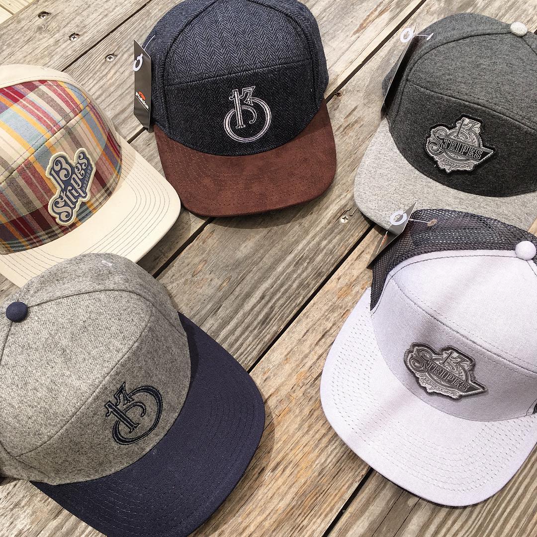 pukkainc's tweet photo. This flight of premium custom hats from @13StripesBrew features #tradesman styles with a variety of #specialtyfabrics & #customappliques. https://t.co/06RHTPc4Xl