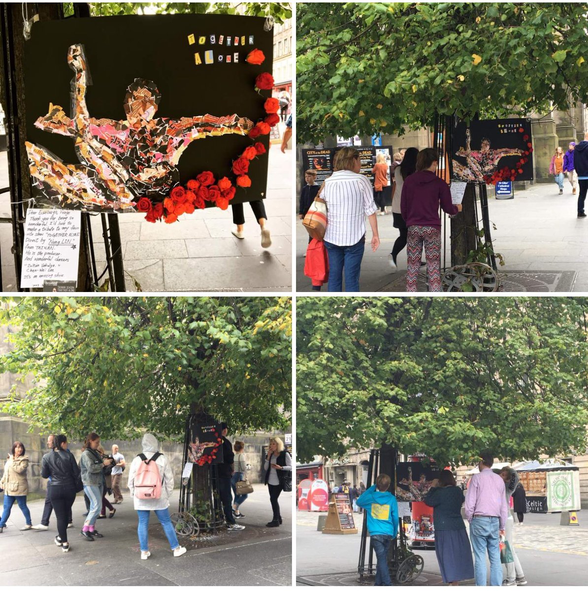 TogetherAloneTW's tweet photo. Did you see this on Royal Mile? Made from scrap papers/flyers collected during @edfringe by our talented friend Irene Yi Yun Cheng https://t.co/OZ0NBmvc0s