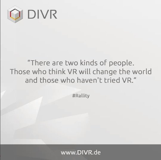ExitReality_VR's tweet photo. We <3 @DIVRde Follow them for lots of great #VR love.
#DIVR #Oculus #Vive #virtualreality #vr #exitreality #exitrealitynow https://t.co/q1QgKYAGTS