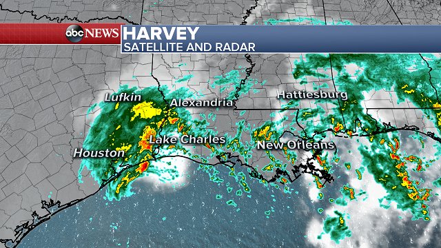 ABC's tweet photo. #Harvey’s sustained winds are 50 mph; flash flood watches remain in effect from southeast TX to western FL and across parts of TN valley. https://t.co/1RKtlcJXfA