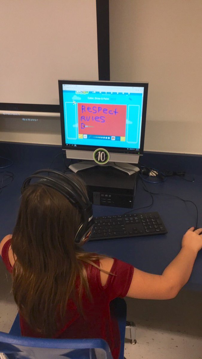 MarisaM1129's tweet photo. Hip hip hooray for a fab first day!🎉Ss created digital posters of rules & fave scene from book about dinos taking over school. #HaysDigital https://t.co/6ynxCLHwV0