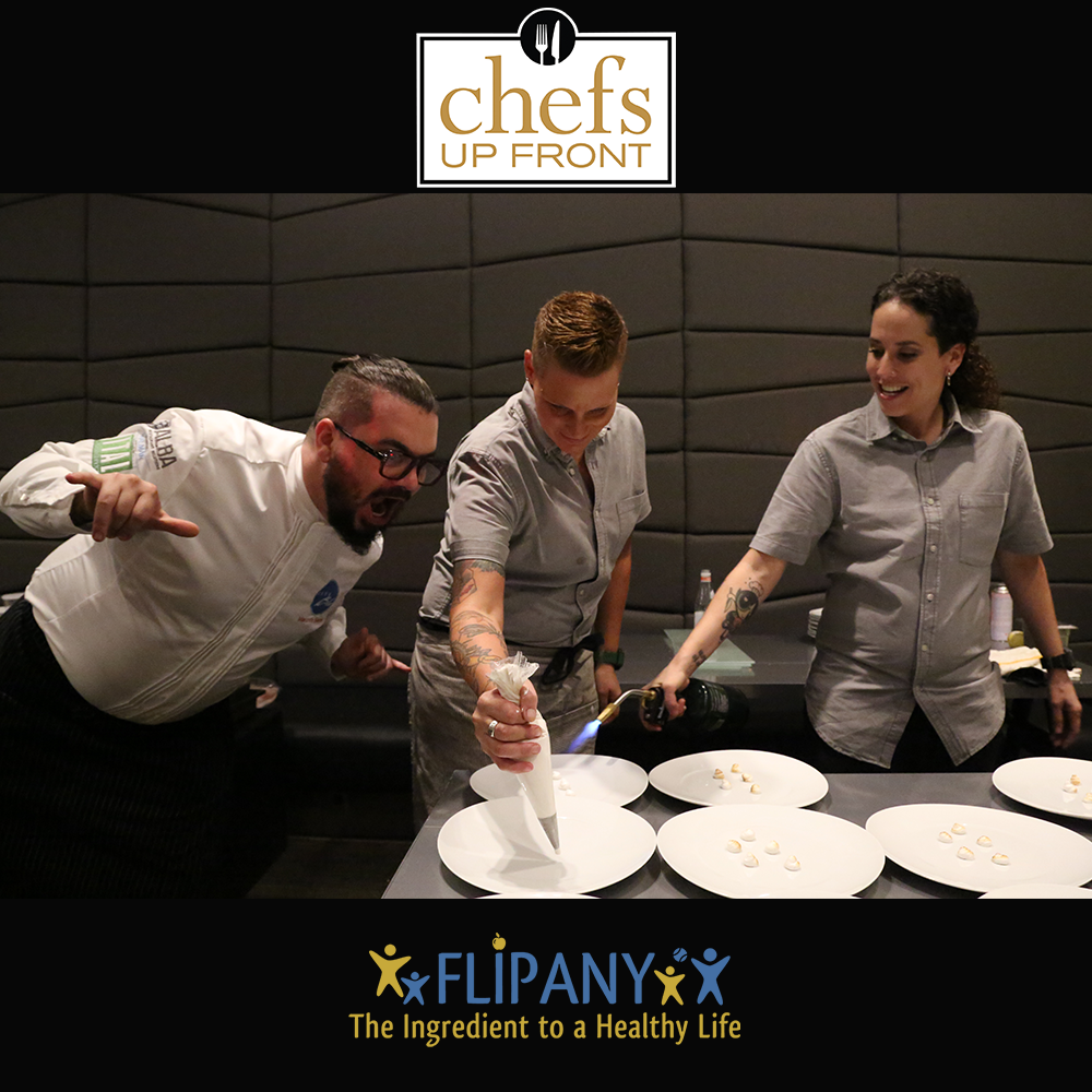 FLIPANY's tweet photo. CAPTION THIS PHOTO #FLIPANY #ChefsUpFront #CUFFLL #WHotel @Zonabluweston @PalateParty #ChefMarcoDeSimone @ChefRobynHK https://t.co/ppMu0qxwP2