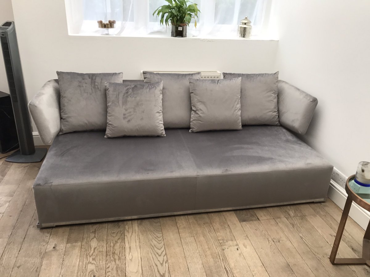 ltd_andre's tweet photo. Reupholstered sofa in silver-grey velvet. #AndreUpholstery #wimbledon #newlook #design #interiordesign #velvet #sofa #callmeformoredetails https://t.co/QsmIpFvh6z