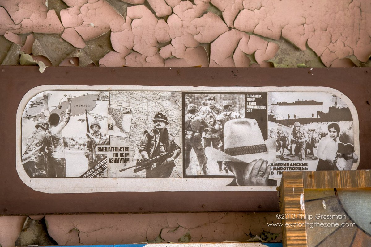 PGPImages's tweet photo. Soviet propaganda about the US found @ the DUGA-3 #MysteriesOfTheAbandoned #ExploringTheZone #ScienceChannel #ChernobylZone #AbandonedPlaces https://t.co/QPIEAydXp7
