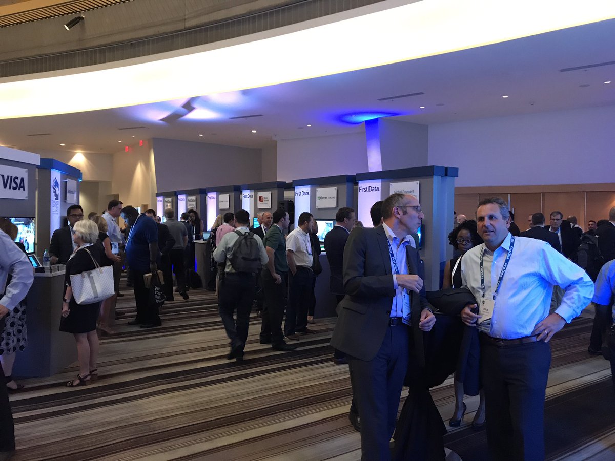 vinayspai's tweet photo. Good-sized evening crowd @FirstData & @CloverPOS booths #CommerceConnect17 https://t.co/4otTukH7sb
