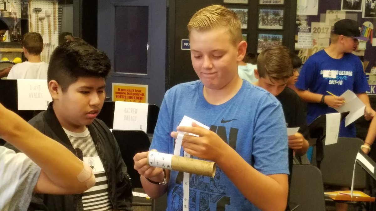 aomsband's tweet photo. Welcome Back Wind Ensemble! Students tried "breaking out" of music-themed puzzles to discover 10 "KEY" Qualities of a Great Musician! https://t.co/K3fdx7iqE9