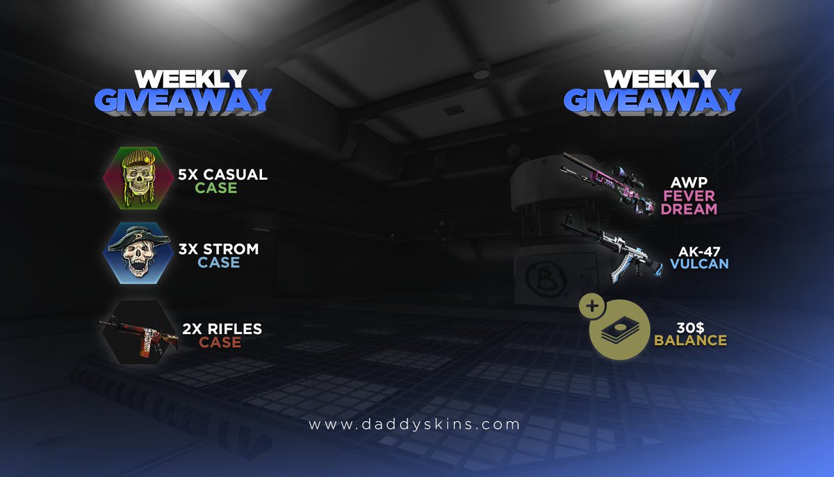 DaddyskinsCSGO's tweet image. 🌟 HUGE WEEKLY GIVEAWAY!!! 🌟      
👉 RT + Follow (we check every entry!)      
👉 More entries here: bit.ly/2wQvqBT