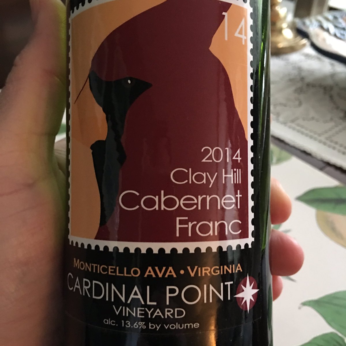 Enjoying this with a dinner of stuffed bell peppers. #wine #vawine #cabernetfranc #redwine #stuffedpeppers <a href="/CPWinery/">Cardinal Point Wine</a>