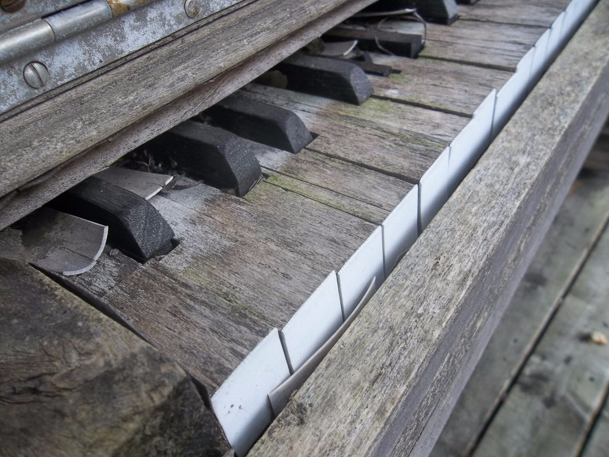 UteSchmid's tweet photo. "Decomposition":  When dead pianos become art Part 1:  Why not?  @CoMotion302  #HamOnt #sculpture #climatechange https://t.co/x6vxsTkcer