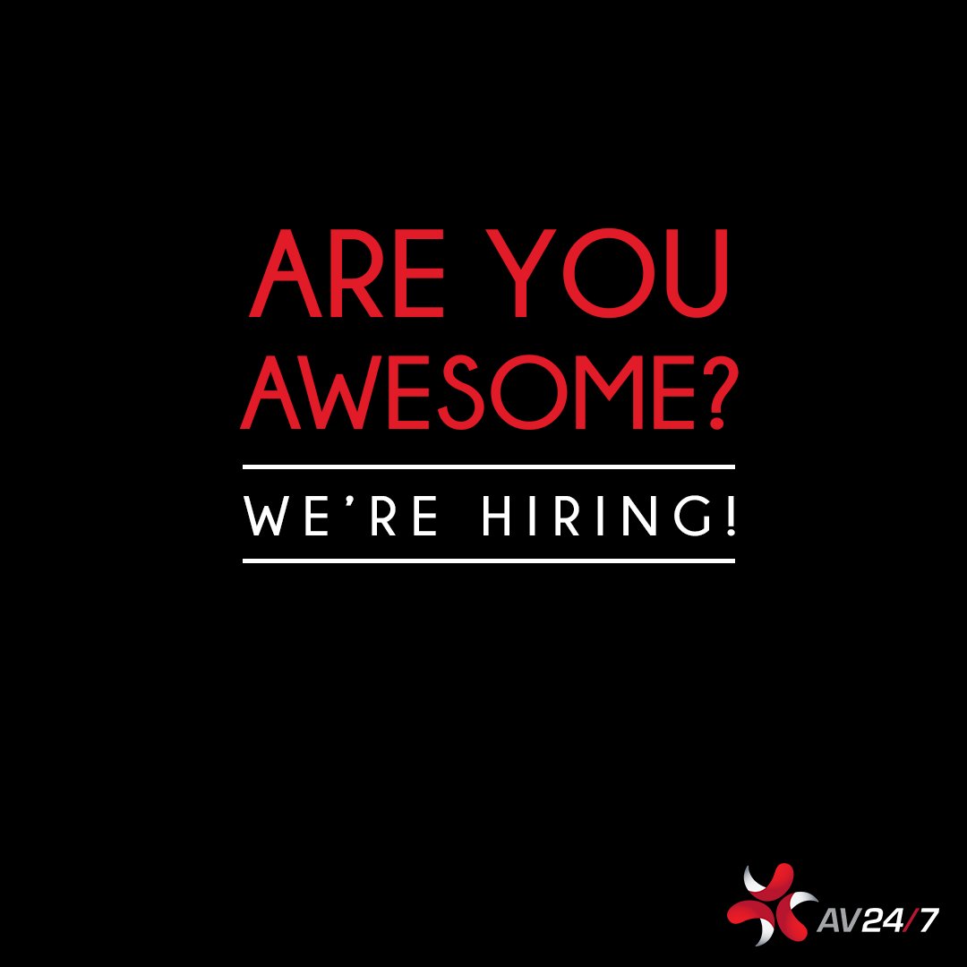 AV24_7's tweet photo. Love AV? Interested in a AV tech role? We want to hear from you! Drop us a line at info@av24-7.com #eventtech #technology #avtech #hiring https://t.co/ZpUVoPaDvo