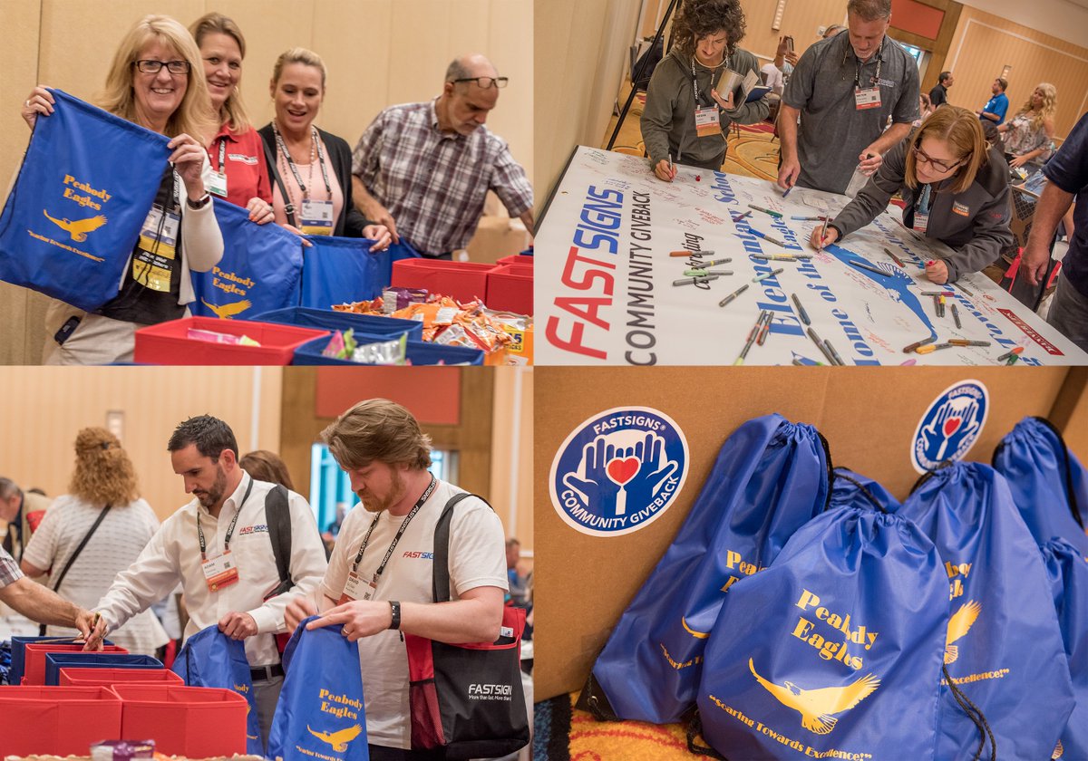 FASTSIGNS's tweet photo. At #FASTtrack2017 we enjoyed making back-to-school care packages for a local school https://t.co/MqvmAghs4x #FASTSIGNSCares #schoolsupplies https://t.co/LL67KcgJx2