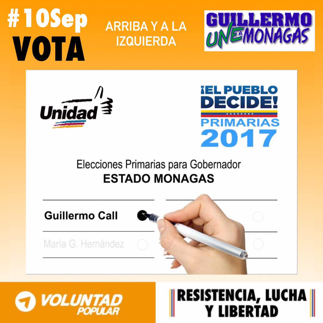 Lupe97075950's tweet photo. #10Sep arriba y a la izquierda #EleccionesPrimarias2017 #GuillermoCall #Gobernador #Unidad https://t.co/wqKe7YFfXU
