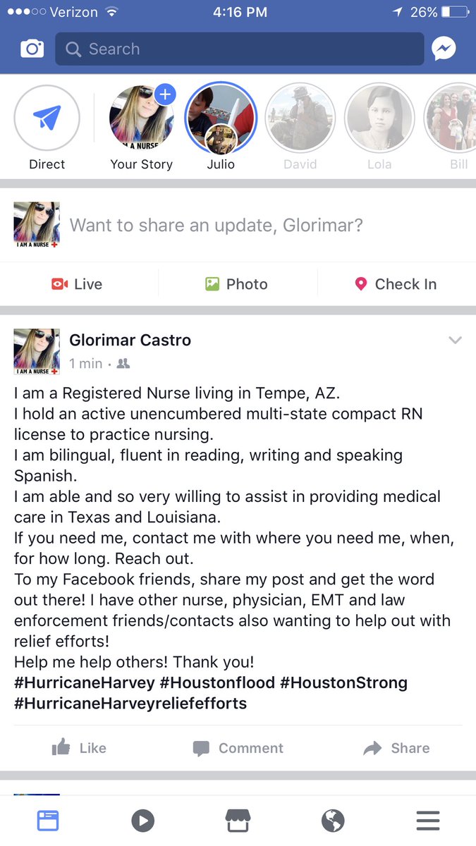 GloriBMe379's tweet photo. I'm a Registered Nurse w/ a valid RN license. I want to help! Contact me! #hurricaneharvey #HurricaneHarveyrelief #houstonhelpneeded https://t.co/f6kxhbcTRh