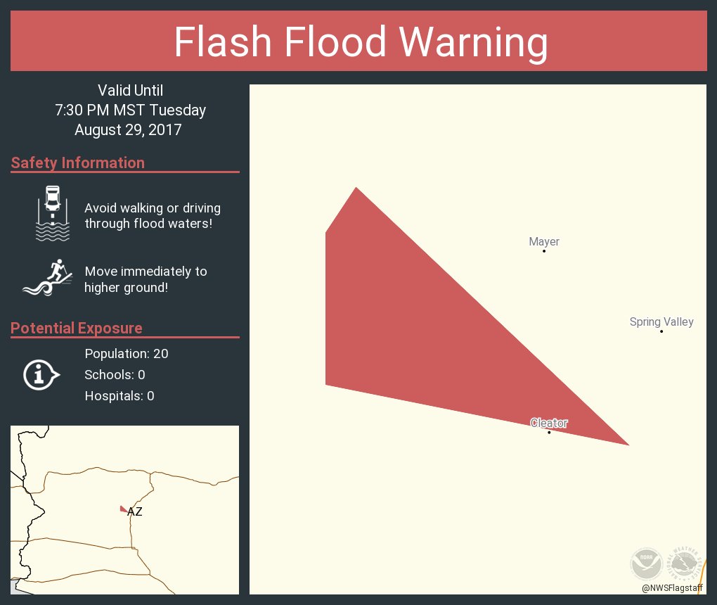 NWSFlashFlood's tweet photo. Flash Flood Warning including Yavapai County, AZ until 7:30 PM MST https://t.co/gFvRkaS7yn