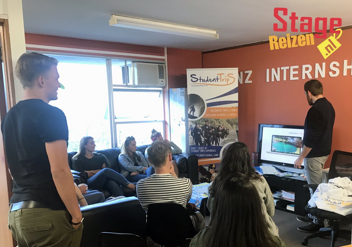 Drukte op ons kantoor in Auckland afgelopen dinsdag. We heten deze 12 nieuwe stagiaires van harte welkom Down Under!