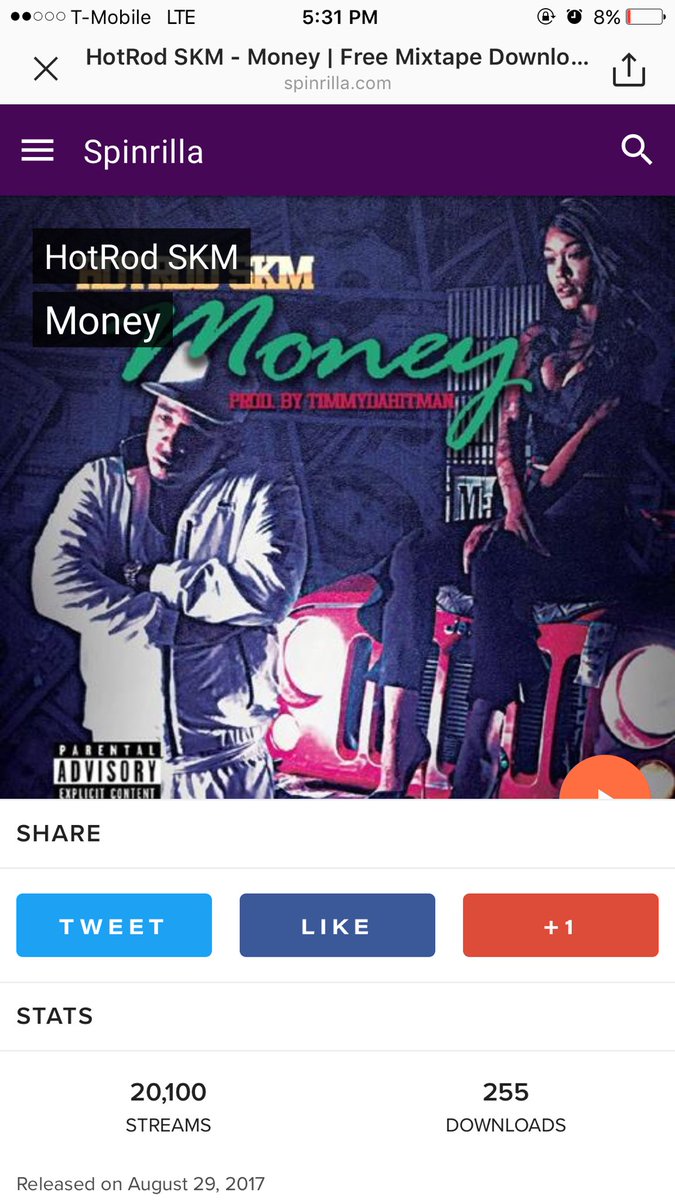 Hotrodskm's tweet photo. 20k streams go check out that MONEY single on spinrilla now 
https://t.co/lea7vo7QSu https://t.co/2cy7oPMGjc