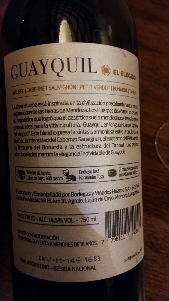 yennysuarezc's tweet photo. Un vino que sin duda ningún amante del vino debe dejar de probar @Huarpewines complejo, armonioso, sinfonía a pleno #winelovers lo ame https://t.co/QcEN2tvVKj