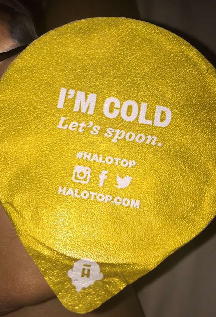 Christydevil16's tweet photo. At least something wants to spoon with me...#halotop #singleand30 https://t.co/XNBxlnLecb