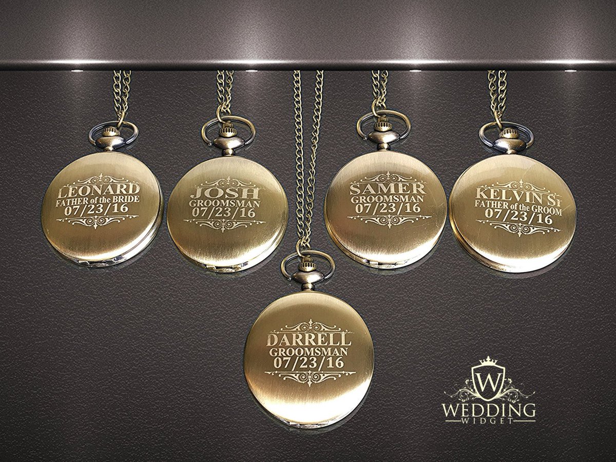WeddingWidget's tweet photo. 6 Personalized Pocket Watches - Groom gift - Groomsman - Coup… https://t.co/gxOd2oO69u #weddingwidget #MatronOfHonor https://t.co/tRamTQrtko