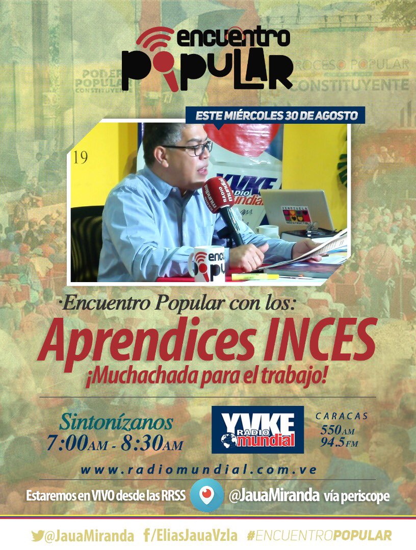 JauaMiranda's tweet photo. Mañana el #EncuentroPopular será en el Instituto de Capacitación Educativa Socialista, creación del Maestro Pietro, orgullo de Venezuela! https://t.co/syEgKTSH38