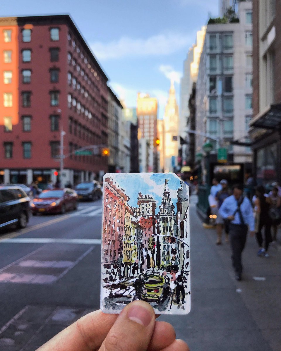 GavinSnider's tweet photo. I found this Metrocard at the Chambers St station and I thought it would be fitting to draw the view outside. #DrawNYC #singlefare4 https://t.co/okbTLb4z0P