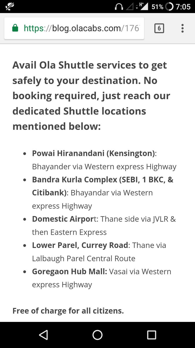 gladsuja's tweet photo. Mumbai is getting calm now. #CentralLine may take some time   till then Ola is providing free shuttle services. #ReachSafe #MumbaiRains https://t.co/uLMs8RVCRZ