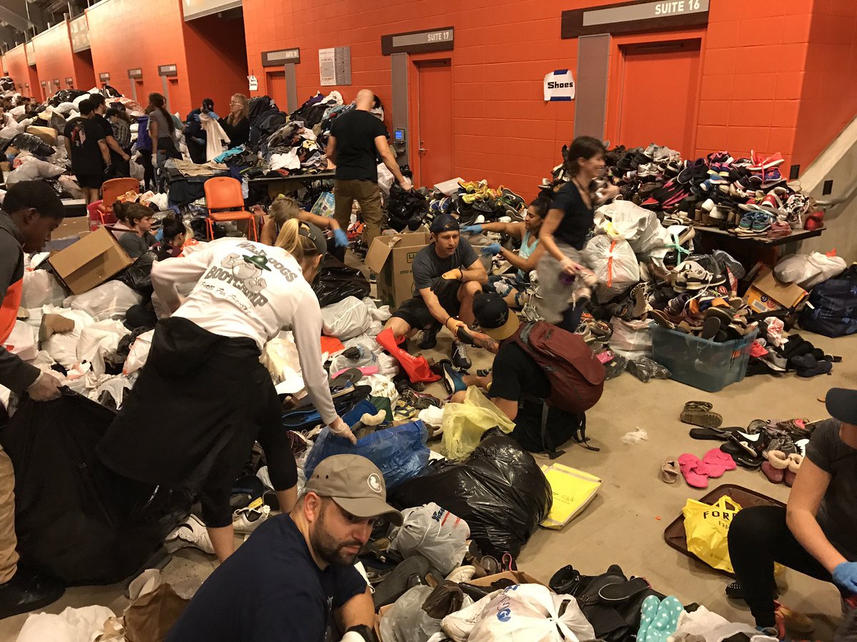 HoustonDynamo's tweet photo. Incredible show of selflessness from Houstonians tonight at @BBVACompassStdm.

Taking donations again tomorrow at 7am. #HoustonStrong https://t.co/RZMDbaPunn
