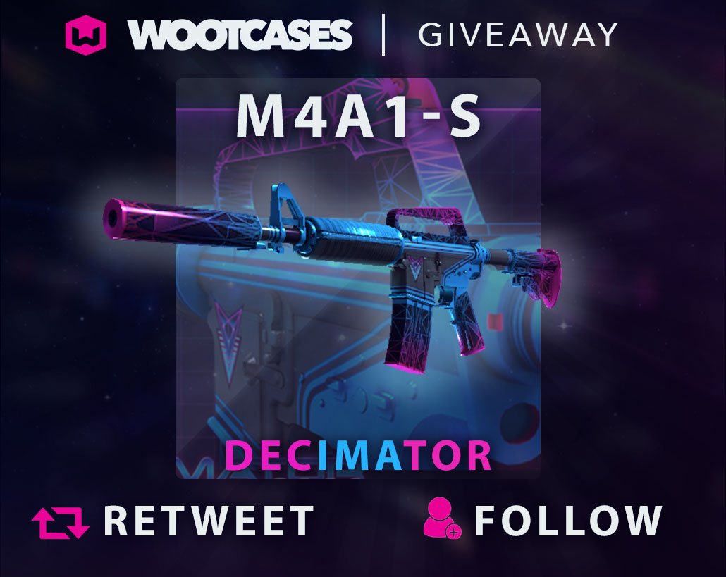 wootcases's tweet image. 🔥 M4A1-S Decimator GIVEAWAY!

-RT &amp;amp; Follow
-Tag 3 Friends
-Like: goo.gl/DRqVjE
(show proof to enter!)

24hs #CSGOgiveaway