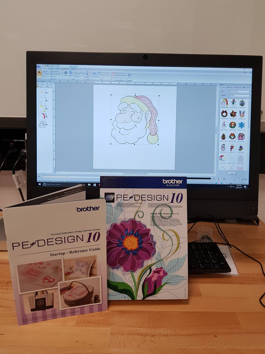 UOWMSC's tweet photo. The embroidery software is here! Stitch your designs onto t-shirts, towels or whatever you like! Get creative! #uowmakerspace #notastitchup https://t.co/r7FdyyCsYa