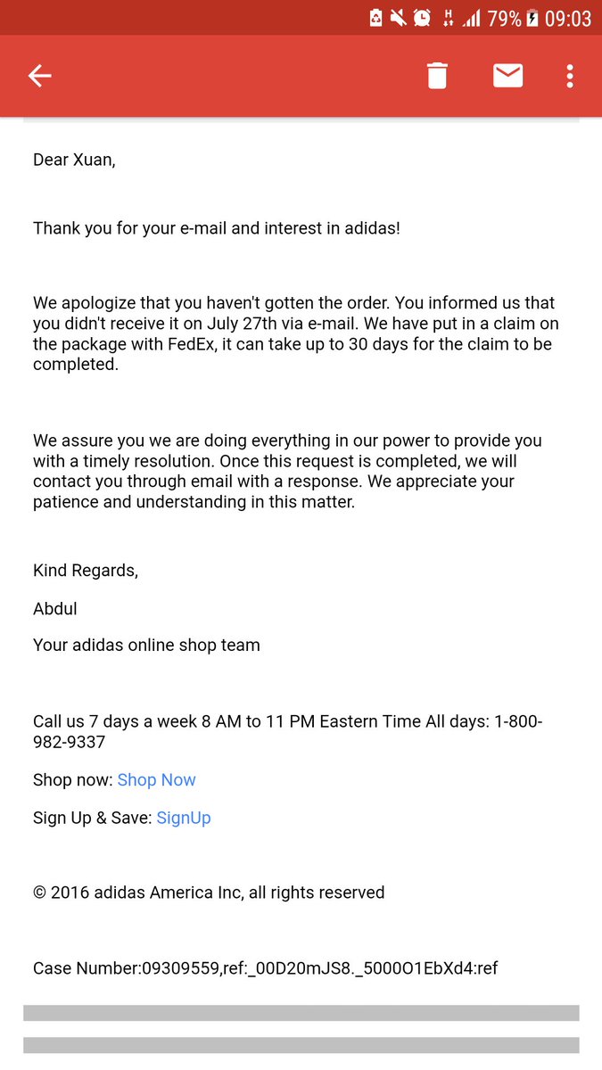 adidas us order status