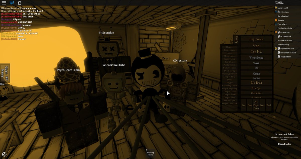 Draggyy On Twitter Fandroidrobot Thank You For Meeting Me On My Bendy Rp I Ll Add This Picture To The Hall Of Fame - bendy team roblox