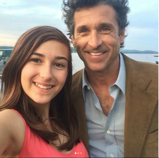 DempeoMD's tweet photo. Patrick with some lucky girls on the set of #thetruthabouttheharryquebertaffair Tuesday 8/29. https://t.co/H7P5F3TzdU https://t.co/UZxZj6cjsC