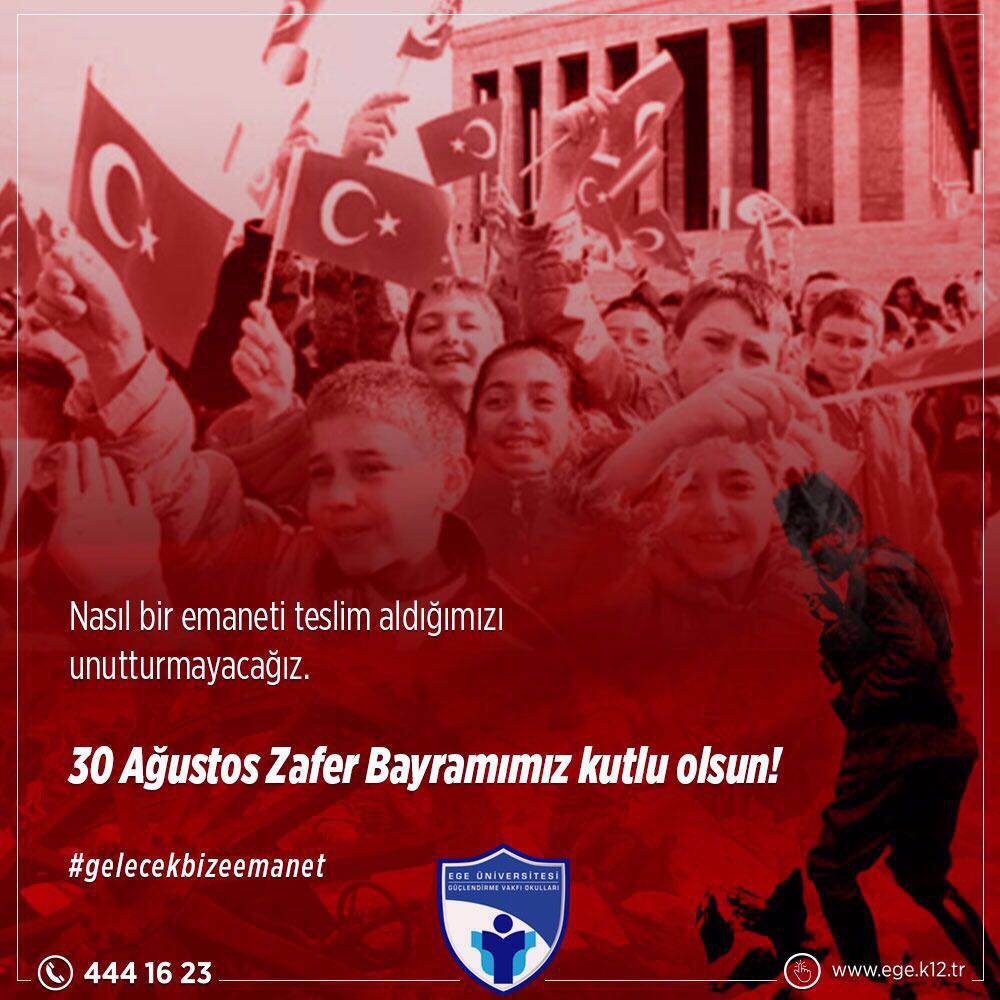 Nasıl bir emaneti teslim aldığımızı unutturmayacağız. #30Ağustos Zafer Bayramımız kutlu olsun. #gelecekbizeemanet #egegvo