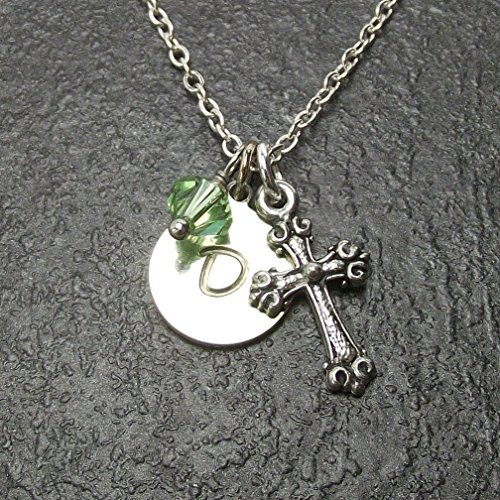 LingerieTopStor's tweet photo. Personalized Dainty Cross Initial Necklace made with Swarovski Birthstone Crystal n Customized Alphabet Letter Disk https://t.co/uLfHAnE6iA https://t.co/mvP5x0vqX7