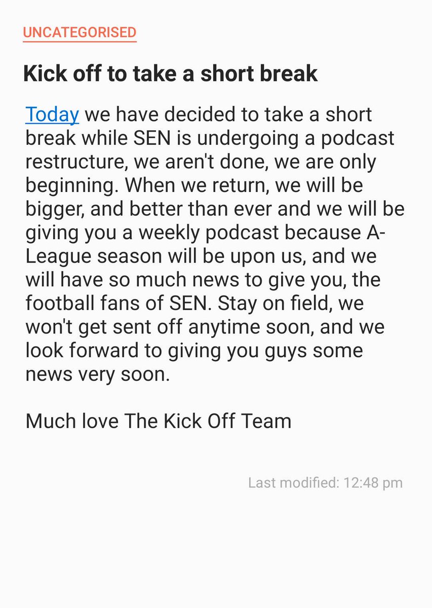KickOffSouthern's tweet photo. Note from the Kick off team, we will be back very soon. Once .@ALeague season kicks off, we are off and running. #KickOffSEN https://t.co/sZBHmO66zN