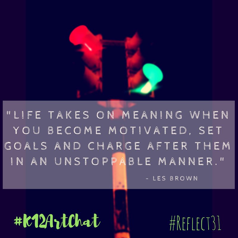 creativitydept's tweet photo. D31 As you begin the start of school, what are some goals you plan to set &amp; charge after? Go get it! #Reflect31 #K12ArtChallenge #K12ArtChat https://t.co/J7iwxH6COf