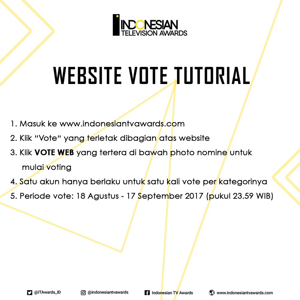 ITAwards_ID's tweet photo. Tutorial VOTE, yuk di share agar teman kalian tidak salah untuk voting Nominasi pilihannya. https://t.co/k9TefgqTTQ