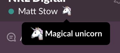 Magical unicorn Slack status