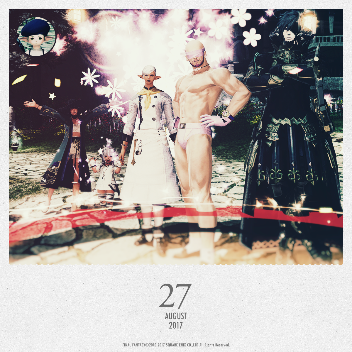 onyaponko's tweet photo. 今年もやってきた新生祭。7区荘前でパシャリ:)
#FF14DayFrame https://t.co/dZIq3xdQ7H