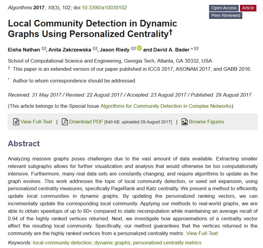 Algorithms_MDPI's tweet image. Local #CommunityDetection in #DynamicGraphs Using #PersonalizedCentrality mdpi.com/1999-4893/10/3… @MDPIOpenAccess