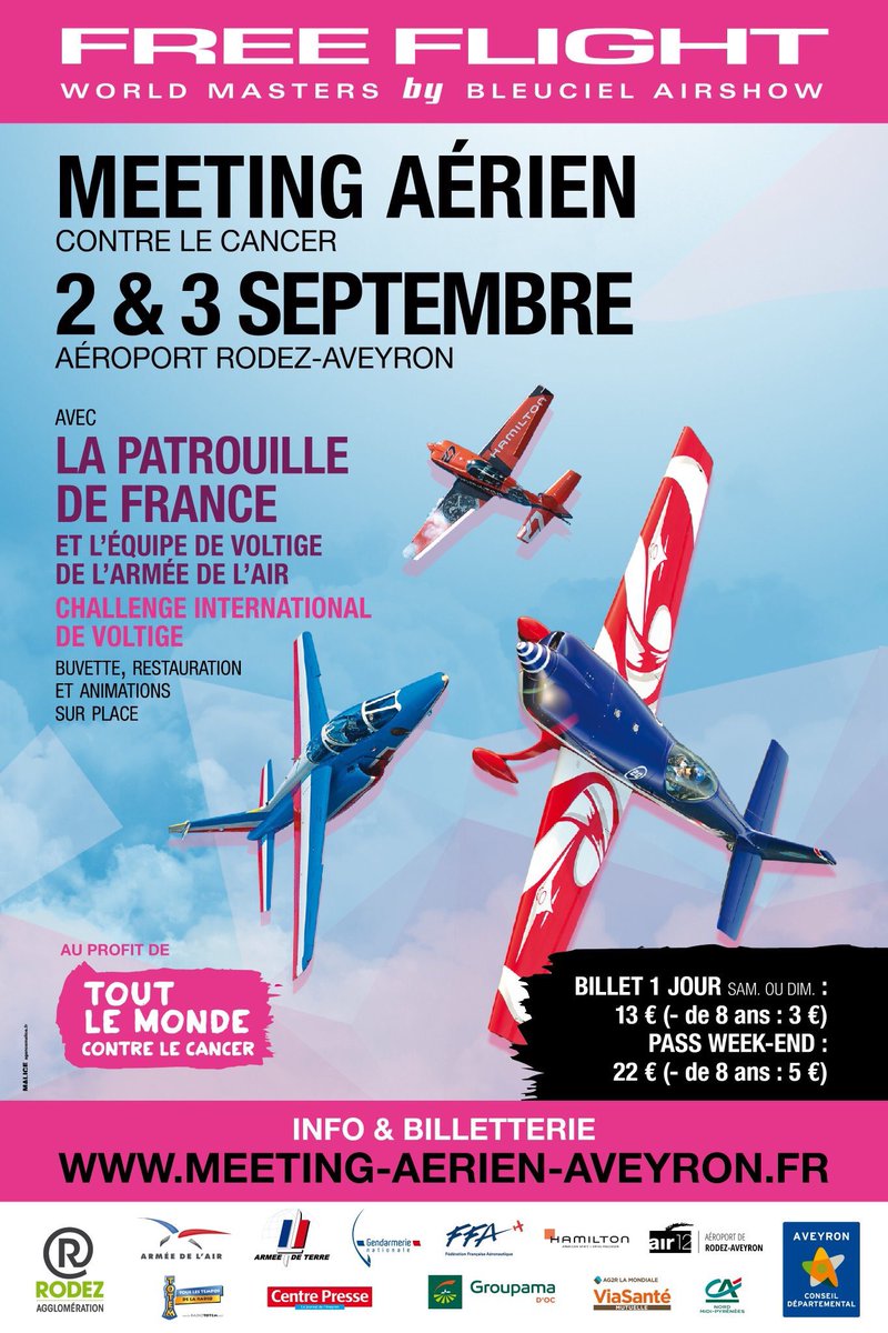 PAFofficiel's tweet photo. Dimanche 3 Septembre, #PAFofficiel &amp; #EVAAofficiel contre le cancer!!!
#MeetingAérienTLMC #VilledeRodez @TLMCofficiel @BleucielAirshow https://t.co/pCK131npwa