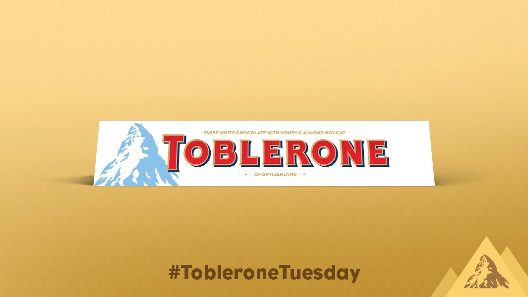 Toblerone's tweet photo. It's the best day: #TobleroneTuesday! For a chance to win a White Chocolate Toblerone, RT &amp; follow us. T&amp;C's: https://t.co/Gupn4NaB4r https://t.co/9mcqDr08nR