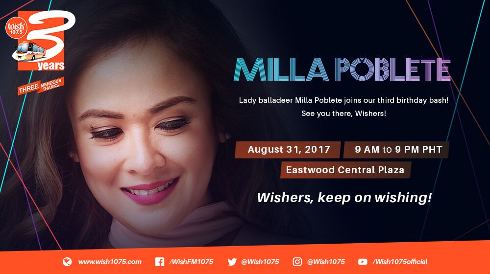 Lady balladeer <a href="/poblete_milla/">Milla</a>  joins our third birthday bash! See you there, Wishers!
